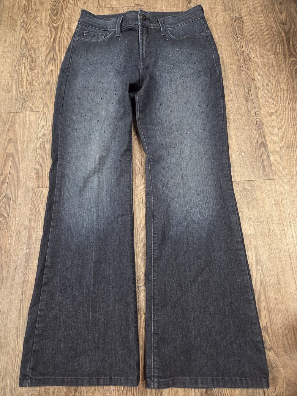 NYDJ Dark Wash Rhinestone Jeweled 10P Bootcut Denim Jeans